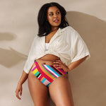 Rainbow Stripe Recycled high-waisted bikini bottom