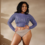 Purple Swimsuit Recycled Long-Sleeve Crop Top