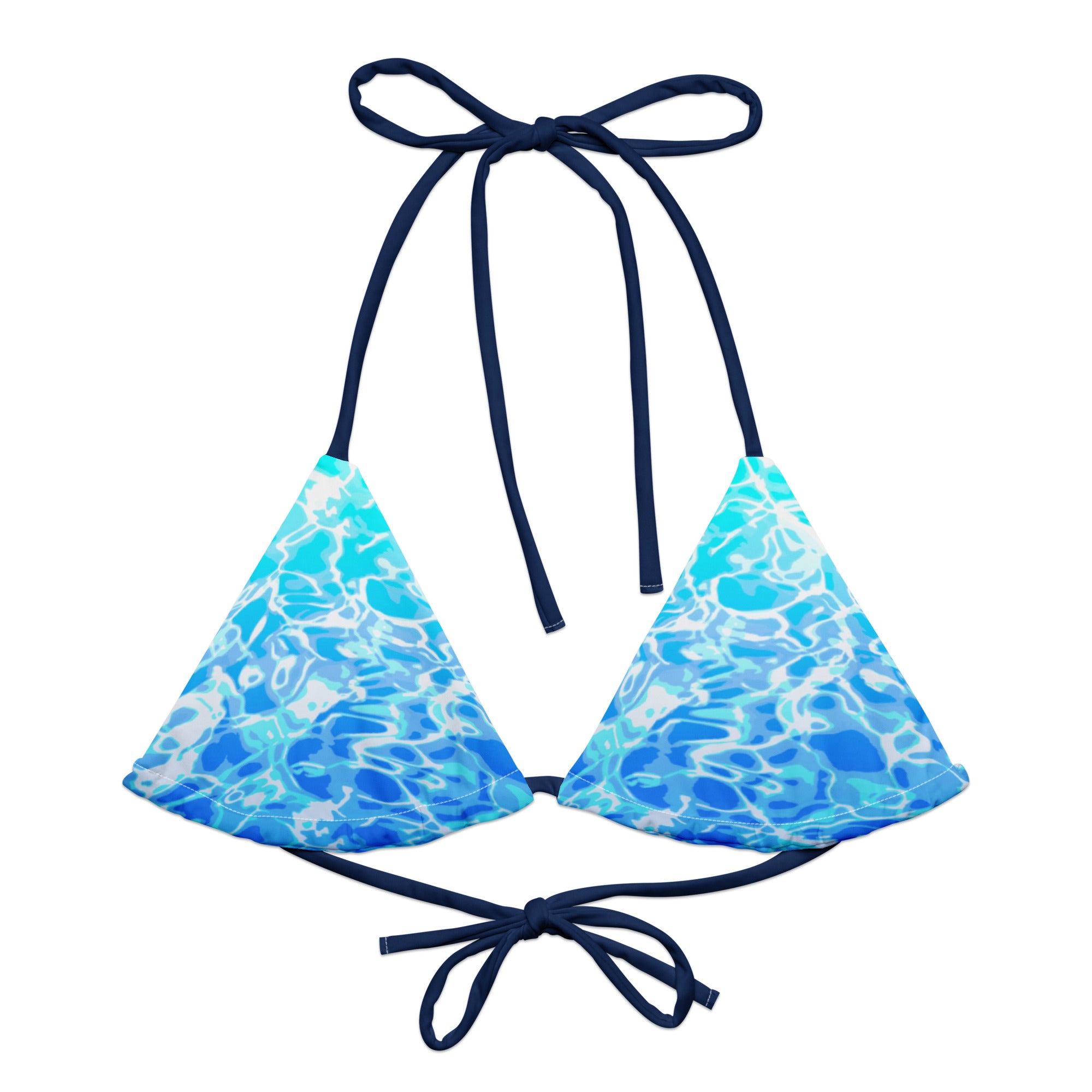 Ocean Print Recycled String Bikini Top