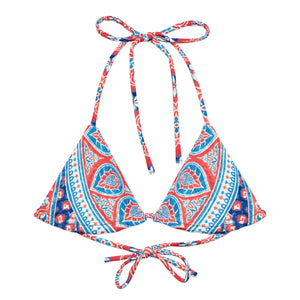 Paisley Tile Print Recycled String Bikini Top