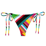 Rainbow Stripe Print Recycled String Bikini Bottom