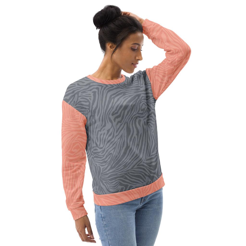 Peach Gray Zebra Unisex Sweatshirt
