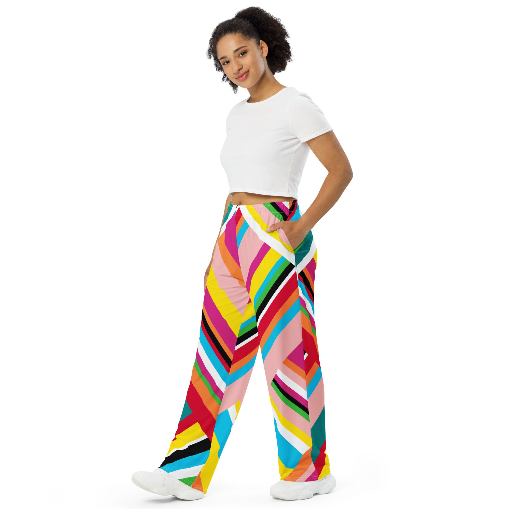 Rainbow Stripe Unisex Wide-Leg Yoga Pants