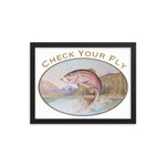 "Check Your Fly" Jumping Rainbow Trout Framed Print
