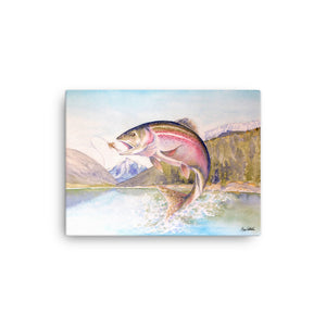 Fly Fishing Rainbow Trout Wall Art Slim Canvas