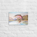 Fly Fishing Rainbow Trout Wall Art Slim Canvas