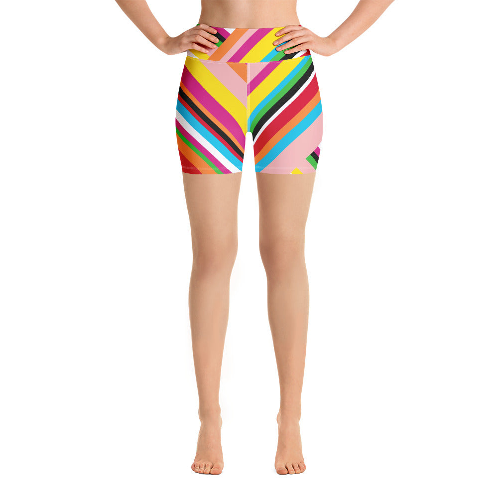 Rainbow Stripes Yoga Shorts