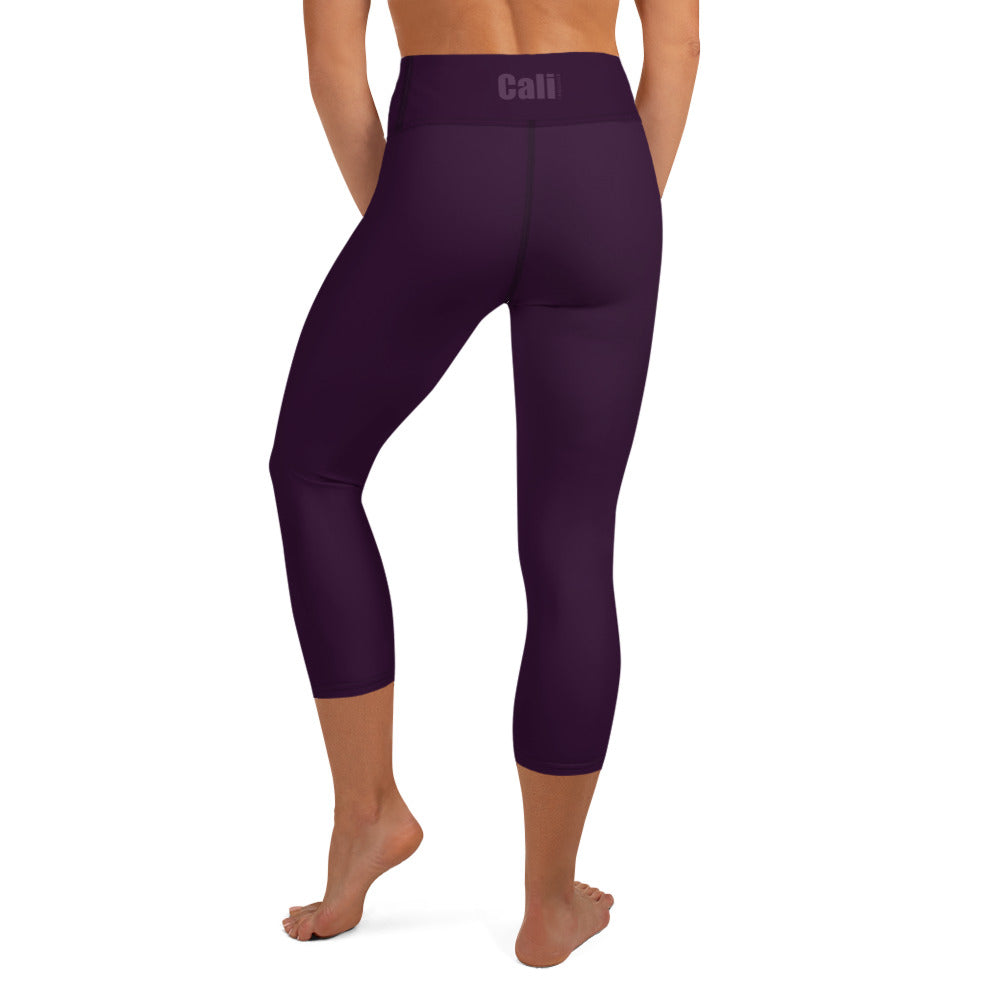 Modern Purple and Black Horizontal Striped Yoga Capri Leggings, Zazzle
