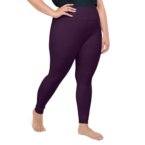 Casual Solid Regular Purple Plus Size Leggings (Women's)