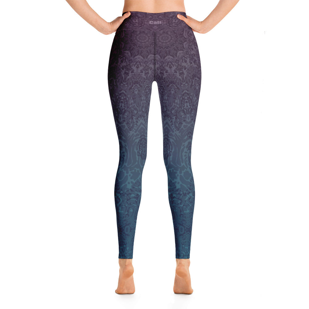 Women's Gray Paisley Printed Details Leggings Yoga Pants