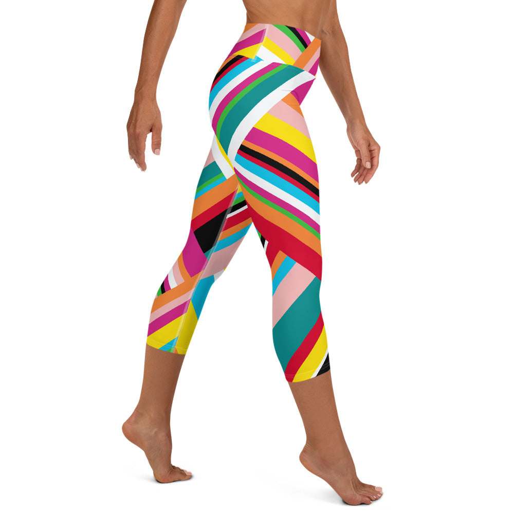 Rainbow Stripes Yoga Capri Leggings